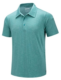 TACVASEN Men's Golf Shirts Polo Casual Short Sleeve Summer 3 Buttons Spread Collar Solid Classic T-Shirt with Pocket