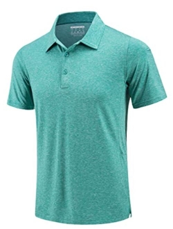 TACVASEN Men's Golf Shirts Polo Casual Short Sleeve Summer 3 Buttons Spread Collar Solid Classic T-Shirt with Pocket