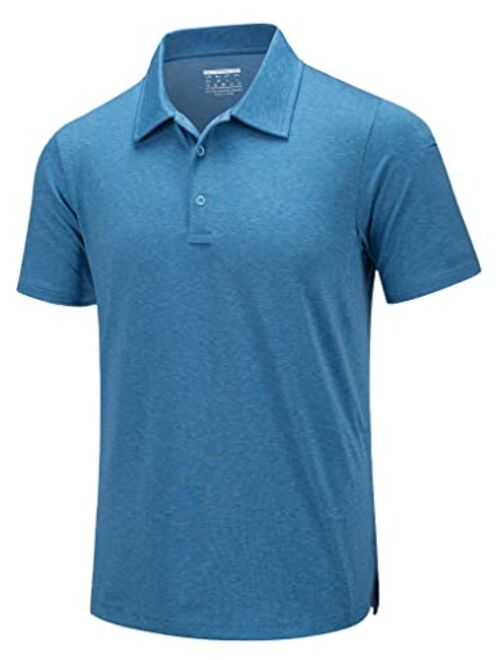 TACVASEN Men's Golf Shirts Polo Casual Short Sleeve Summer 3 Buttons Spread Collar Solid Classic T-Shirt with Pocket