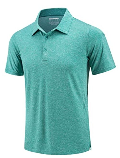 TACVASEN Men's Golf Shirts Polo Casual Short Sleeve Summer 3 Buttons Spread Collar Solid Classic T-Shirt with Pocket