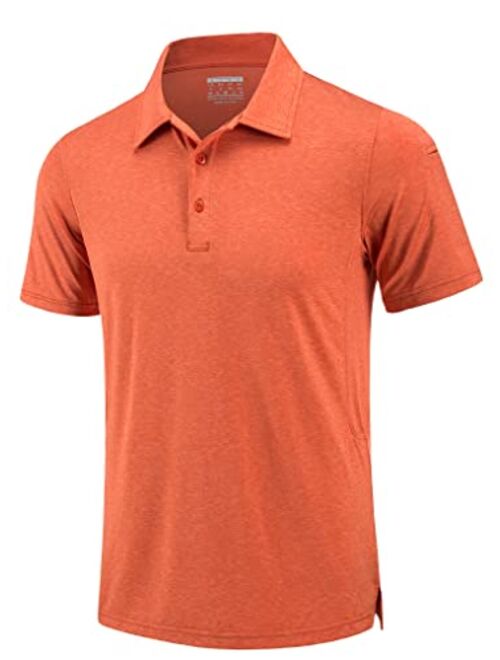 TACVASEN Men's Golf Shirts Polo Casual Short Sleeve Summer 3 Buttons Spread Collar Solid Classic T-Shirt with Pocket