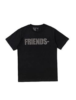 VLONE Tshirts Hip Hop Big V Letter Shirts Men, Graphics T Shirt Cotton Casual Crew Neck Tops for Men Women