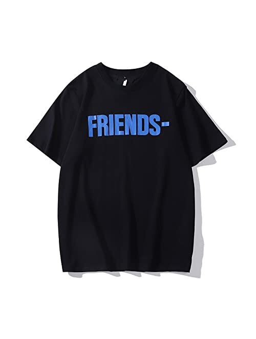 VLONE Tshirts Hip Hop Big V Letter Shirts Men, Graphics T Shirt Cotton Casual Crew Neck Tops for Men Women