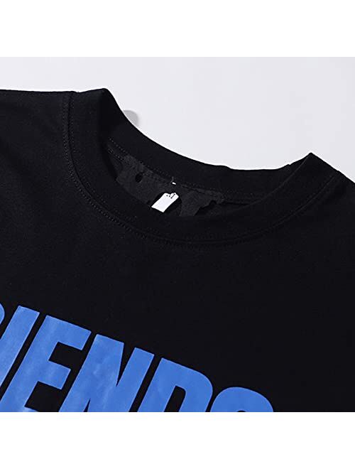 VLONE Tshirts Hip Hop Big V Letter Shirts Men, Graphics T Shirt Cotton Casual Crew Neck Tops for Men Women