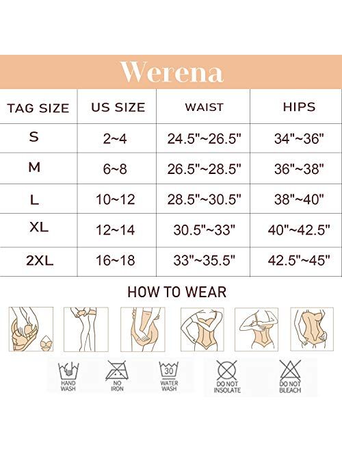 Werena Thong Shapewear Bodysuit for Women Tummy Control Body Shaper Slimmer Seamless Slimming Thong Girdle