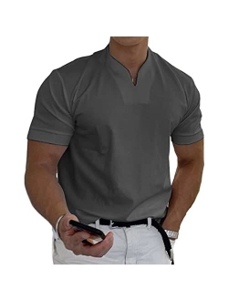 Generic Gentlemans Business Short Sleeve Fitness T Shirt, Mens Business Shirts Short Sleeve Cotton Casual Shirts