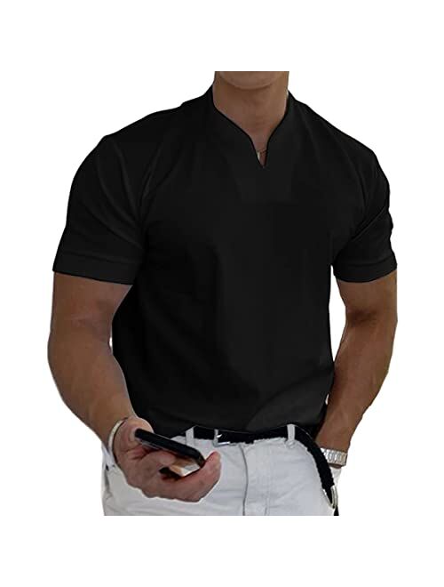 Generic Gentlemans Business Short Sleeve Fitness T Shirt, Mens Business Shirts Short Sleeve Cotton Casual Shirts