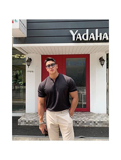 Generic Gentlemans Business Short Sleeve Fitness T Shirt, Mens Business Shirts Short Sleeve Cotton Casual Shirts