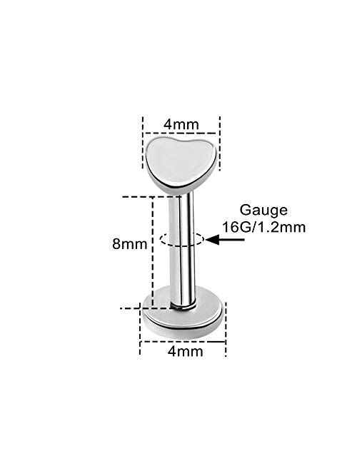 COCHARM 3pcs Titanium Lip Stud 16g Internally Thread Titanium Lip Ring with 3mm CZ Top