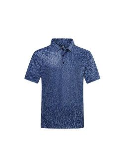 DEOLAX Mens Polo Shirts Fashion Print Golf Polo Shirts Casual Classic Fit Soft Breathable Short Sleeve Polo Shirt