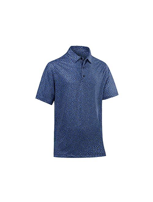 DEOLAX Mens Polo Shirts Fashion Print Golf Polo Shirts Casual Classic Fit Soft Breathable Short Sleeve Polo Shirt