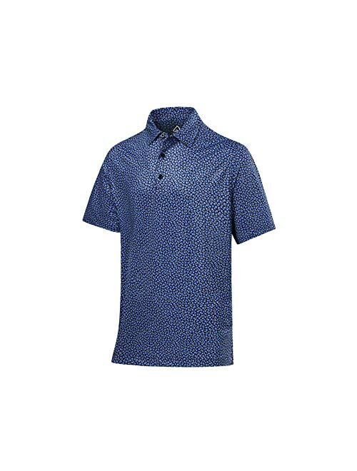 DEOLAX Mens Polo Shirts Fashion Print Golf Polo Shirts Casual Classic Fit Soft Breathable Short Sleeve Polo Shirt