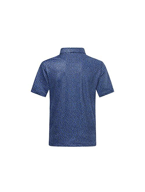 DEOLAX Mens Polo Shirts Fashion Print Golf Polo Shirts Casual Classic Fit Soft Breathable Short Sleeve Polo Shirt