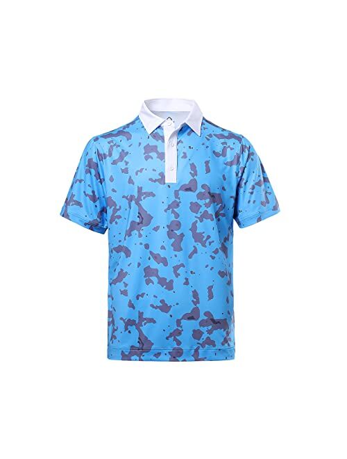 DEOLAX Mens Polo Shirts Fashion Print Golf Polo Shirts Casual Classic Fit Soft Breathable Short Sleeve Polo Shirt