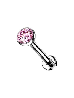 Pierced Owl 20G Extra Petite 6mm Barbell Implant Grade Titanium Threadless Push-in 2mm Crystal Flat Back Stud