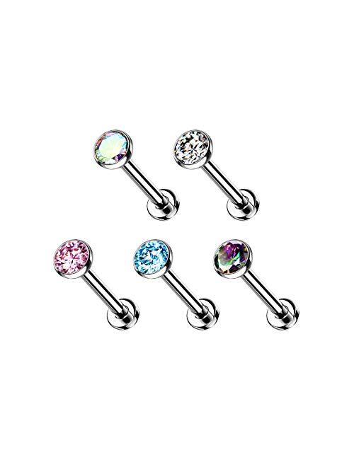 Pierced Owl 20G Extra Petite 6mm Barbell Implant Grade Titanium Threadless Push-in 2mm Crystal Flat Back Stud