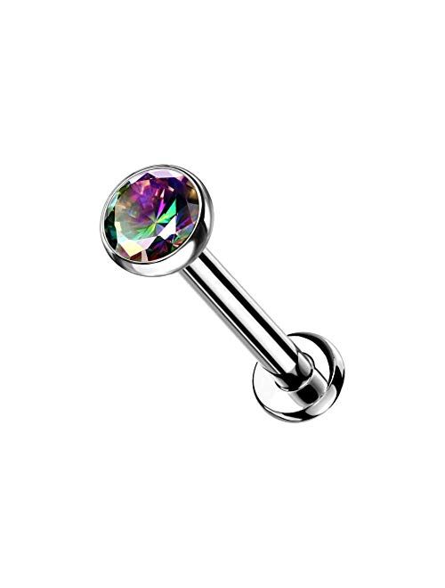 Pierced Owl 20G Extra Petite 6mm Barbell Implant Grade Titanium Threadless Push-in 2mm Crystal Flat Back Stud