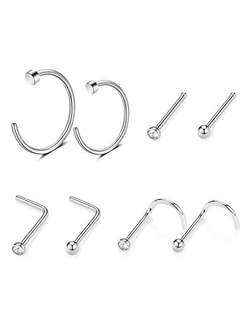 GAGABODY G23 Titanium Nose Ring Hoop 20G 18G Nose Rings Studs Screw L-Shaped Nose Hoop Nose Stud Tragus Cartilage Helix Earrings Hoop Nose Piercing Jewelry