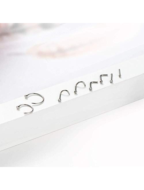 GAGABODY G23 Titanium Nose Ring Hoop 20G 18G Nose Rings Studs Screw L-Shaped Nose Hoop Nose Stud Tragus Cartilage Helix Earrings Hoop Nose Piercing Jewelry