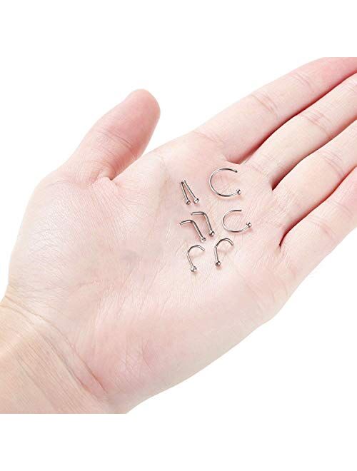 GAGABODY G23 Titanium Nose Ring Hoop 20G 18G Nose Rings Studs Screw L-Shaped Nose Hoop Nose Stud Tragus Cartilage Helix Earrings Hoop Nose Piercing Jewelry