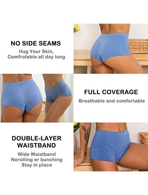 Laleste Women's Boyshort Underwear Full Coverage Seamless Panties Soft Stretch Boxer Briefs 5 Packs