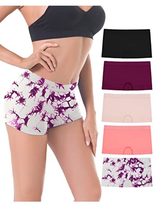 Laleste Women's Boyshort Underwear Full Coverage Seamless Panties Soft Stretch Boxer Briefs 5 Packs