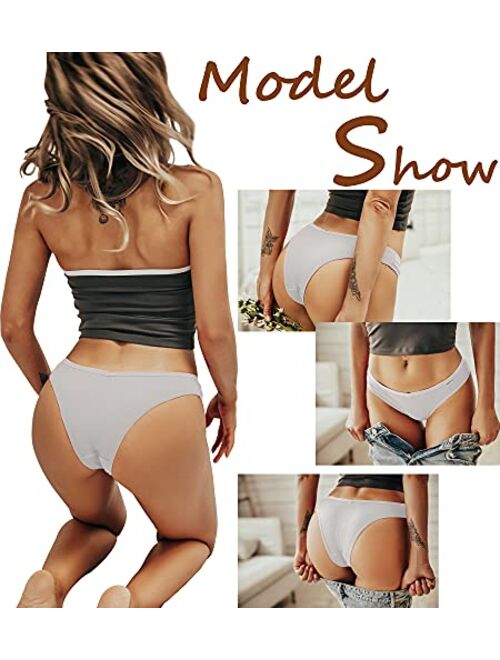 FINETOO 10 Pack Womens Cotton Underwear Sexy Stretch Bikini Panties Low Rise Hipster Ladies Soft V-Waist Cheeky S-XL