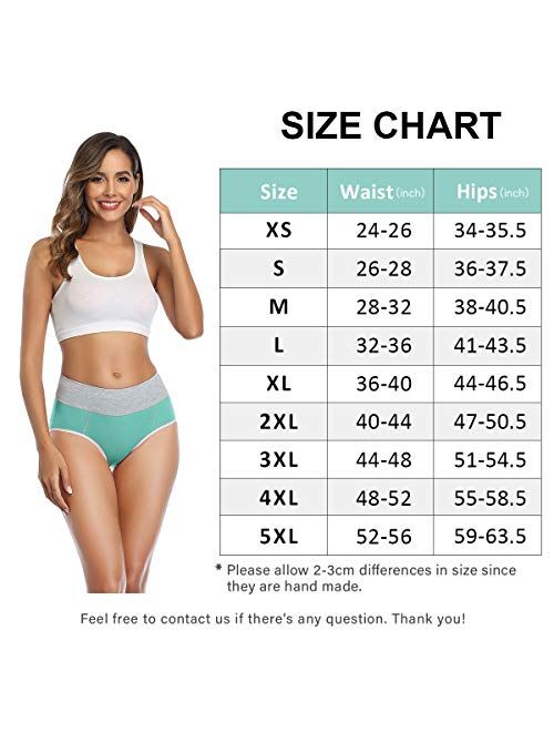 wirarpa Women's Cotton Underwear High Waist Stretch Briefs Soft Underpants Breathable Ladies Panties 4 Pack