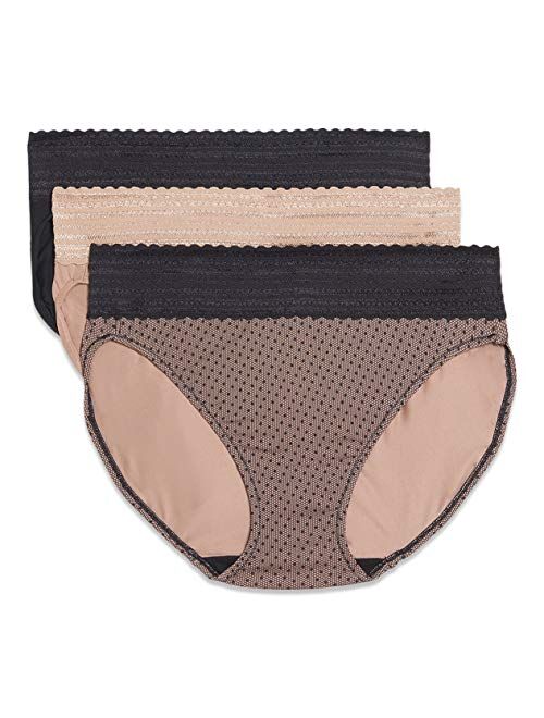 Warner's Women's Blissful Benefits Dig-Free Comfort Waistband with Lace Microfiber Hi-Cut 3-Pack 5109w