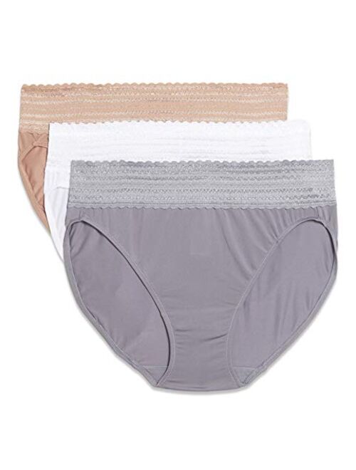 Warner's Women's Blissful Benefits Dig-Free Comfort Waistband with Lace Microfiber Hi-Cut 3-Pack 5109w