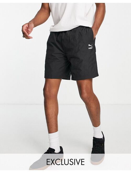 Puma logo quilted shorts in black exclusive to ASOS