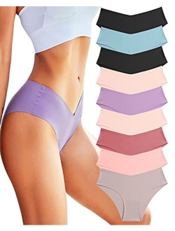 Rosycoral Women’s Seamless Bikini Panties Soft Stretch Invisibles Briefs No Show Hipster Underwear cheeky 9 pack XS-L