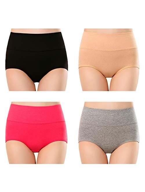 Cauniss Womens High Waist Cotton Panties C Section Recovery Postpartum Soft Stretchy Full Coverage Underwear(5 Pack)