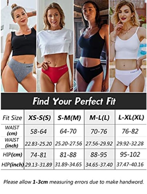 FINETOO 4 Pack High Waisted Thongs for Women, Breathable Underwear Soft Stretchy Nylon Spandex No Side Seam Panties