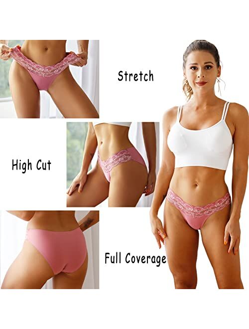  Wealurre Womens Underwear High Waisted Seamless Thongs For  Women Breathable No Show Panties For Ladies 6 Pack