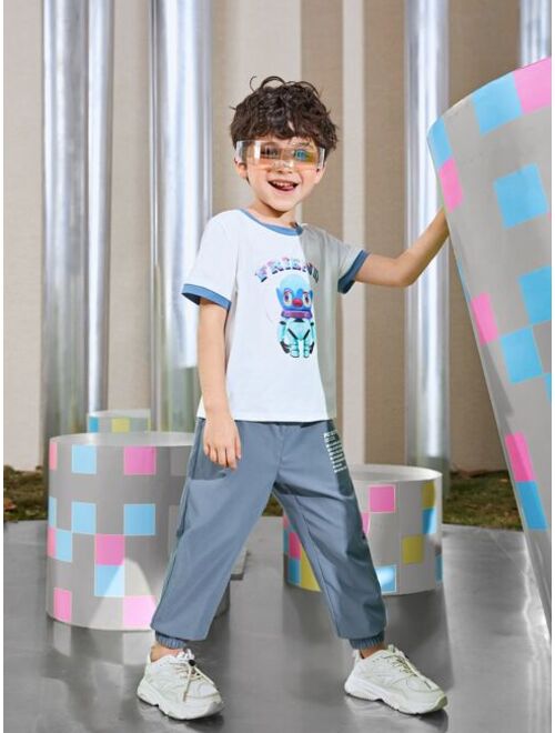 SHEIN Toddler Boys Slogan Graphic Drawstring Waist Pants