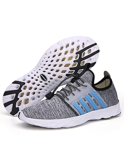 Whatseaso Water Shoes for Women Men with Small Zipper Pocket, Lightweight and Quick Dry Adult Aqua Barefoot Shoes for Beach Walking Water Aerobics