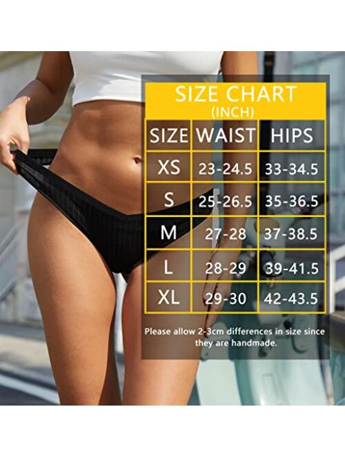 Shawntoo 10 Pack Womens Thongs Cotton Sexy Underwear Ladies Bikini Panties V-Shaped Soft Low Rise Hipster Underwears for Women XS-XL