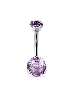 GAGABODY 14G 3/8 inch (10mm) Prong Set Double Sparkle Gem G23 Titanium Belly Button Navel Piercing Ring