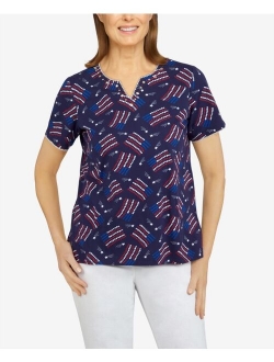 Petite American Dream Grand Ole Flag Print Top