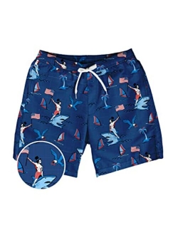 Patriotic Mens Swim Trunks 7 Inch Inseam with 4 Way Stretch and Classic Styles