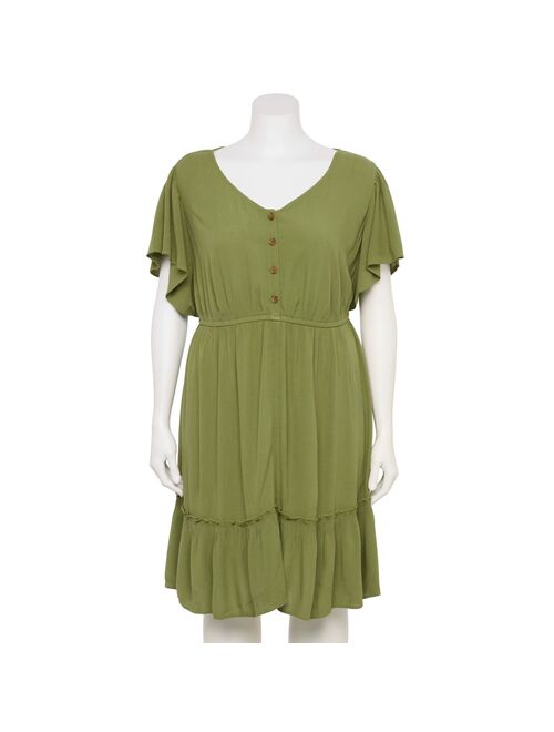 Plus Size Sonoma Goods For Life Ruffle-Sleeve Flounce-Hem Dress