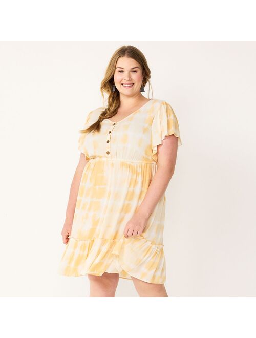 Plus Size Sonoma Goods For Life Ruffle-Sleeve Flounce-Hem Dress