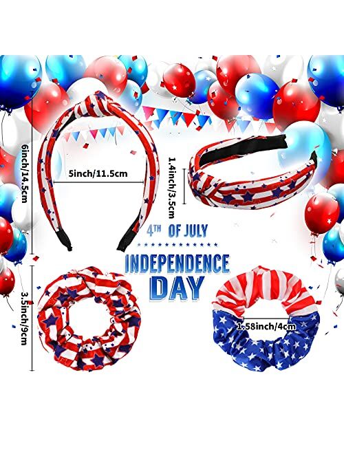 Syhood 10 Pieces Headband with Twisted Knot Design Hair Band Knot Bandanas Headwear Elastic Hair Band Accessories for Women and Girls (Independence Day)