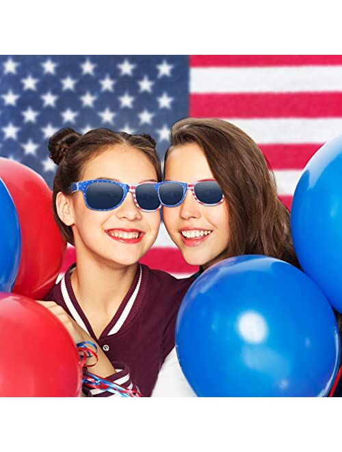 Weewooday 10 Pairs American Flag Sunglasses, Patriotic Flag Sunglasses, 80s Retro Style Sunglasses for Men Women Independence Day