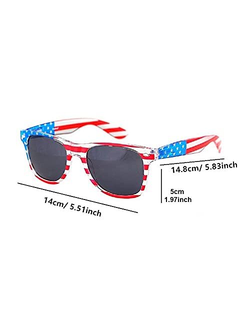 Hallwayee America Flag Sunglasses Patriotic Glasses for Independence Day Party 4PACK