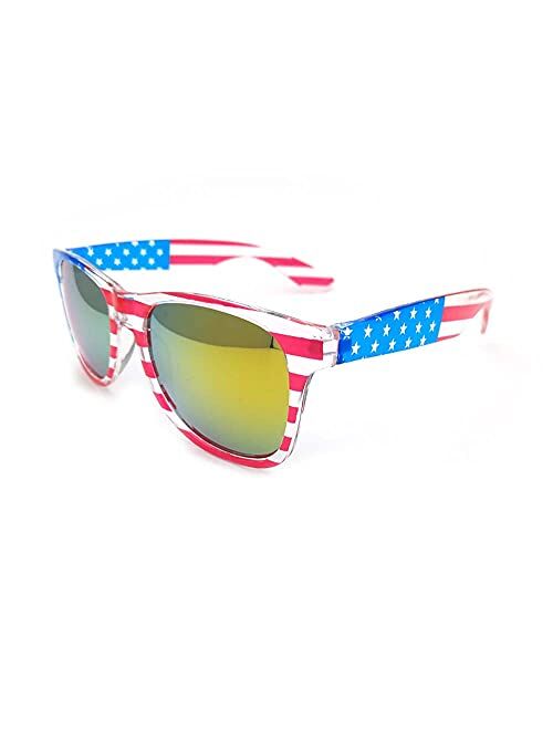 Hallwayee America Flag Sunglasses Patriotic Glasses for Independence Day Party 4PACK