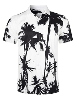 Fanient Mens Hawaiian Shirt Summer 3D Print Casual Short Sleeve Button Down Graphic Aloha Dress Shirts