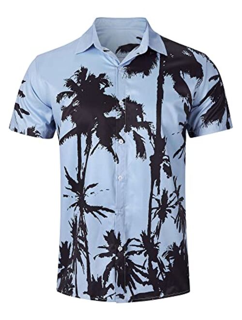 Fanient Mens Hawaiian Shirt Summer 3D Print Casual Short Sleeve Button Down Graphic Aloha Dress Shirts