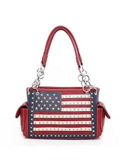 Montana West Women's Patriotic Studded Tote Satchel Handbags Concealed Carry Purse Crossbody Bags